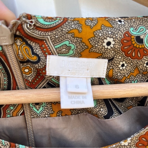 J. CREW Collection Dress Jules 100% Silk Gold Italian Paisley Shift Womens 6 - Picture 12 of 14